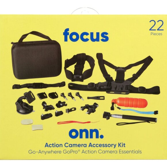 onn Action Camera Accessory Kit 22 Pieces NEW FACTORY SEALED - Picture 1 of 7